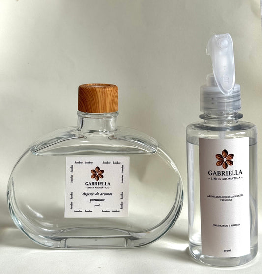 Kit Difusor & Home Spray Premium – Chá Branco e Bamboo